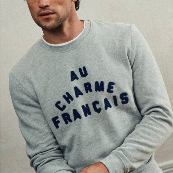 Balibaris Gray Au Charme Français Legend Embroidered Unisex Fleece Sweatshirt - Picture 6 of 10